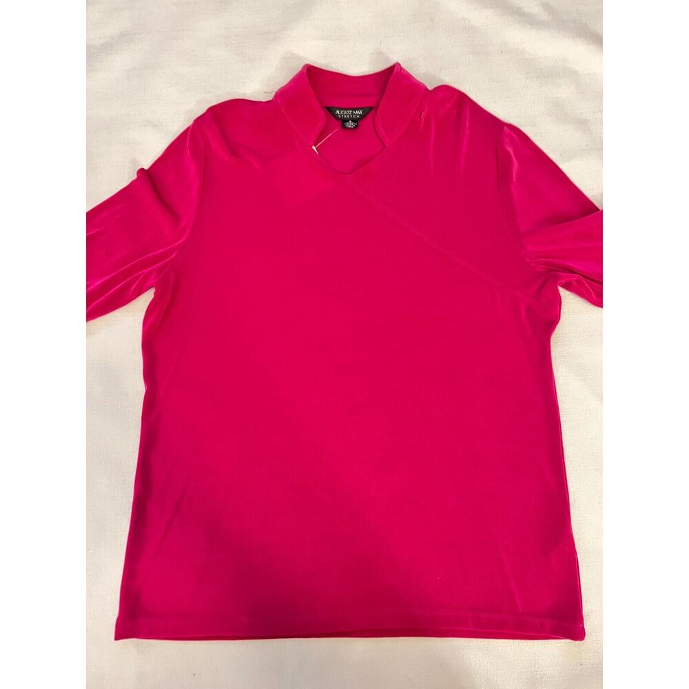 AUGUST MAX Top Women's Size 3 Pink Stretch Acetate Spandex Top Long Sleeves‎